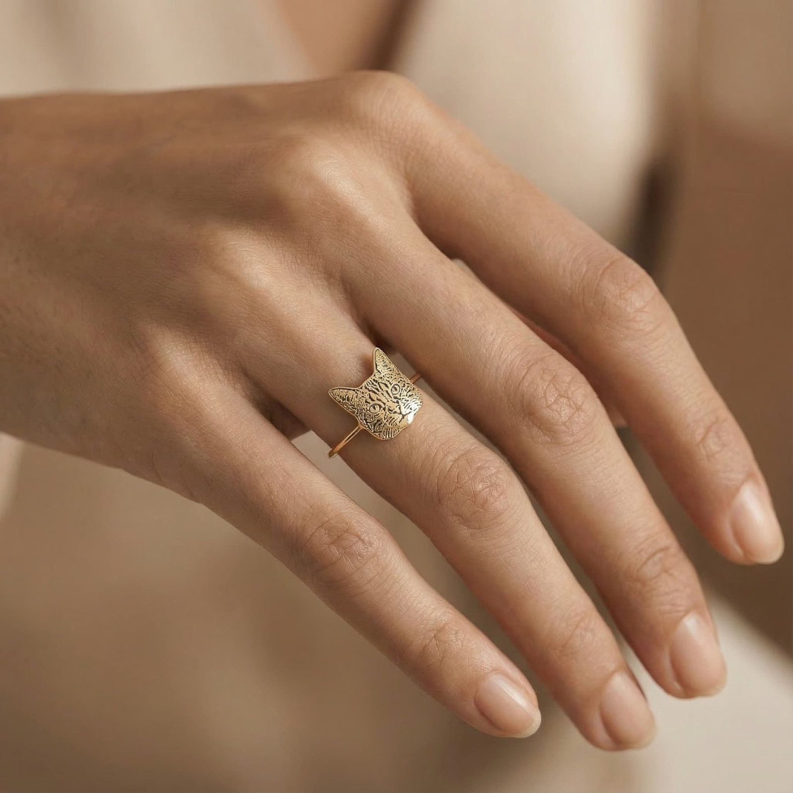 Kedi Figürlü Yüzük