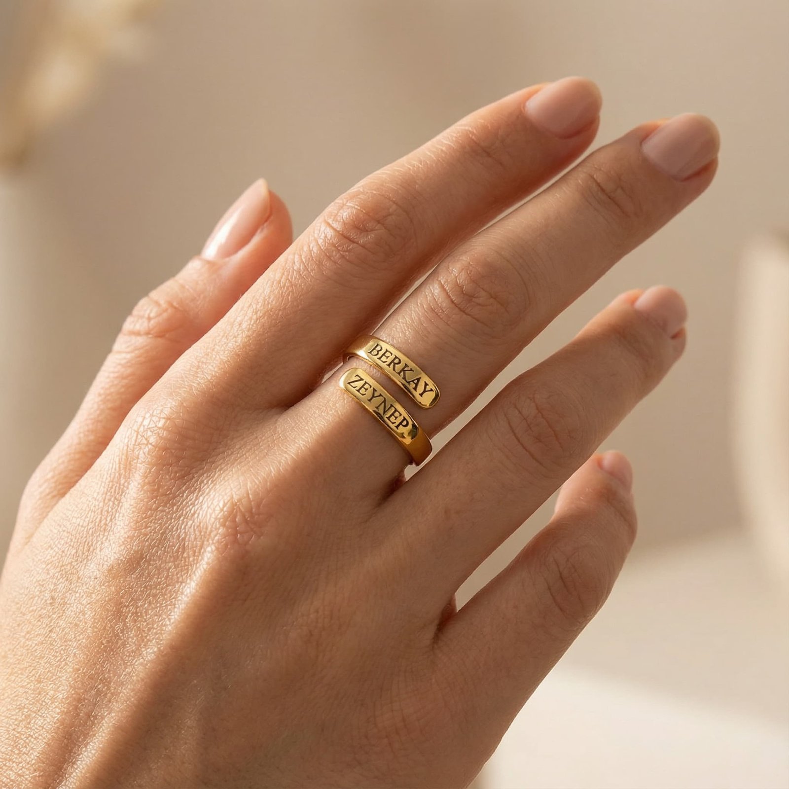 Kişiye Özel Çift İsimli Yüzük