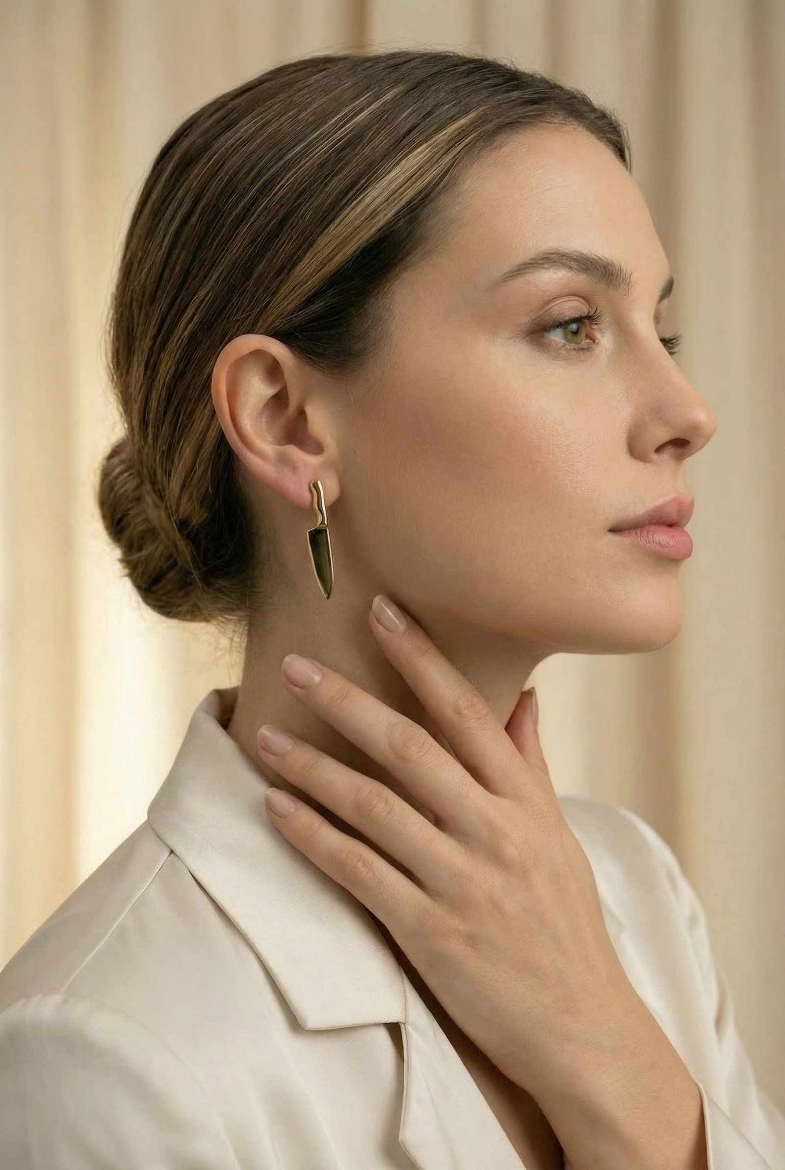 Altın Kaplama Şef Bıçağı Gümüş Küpe