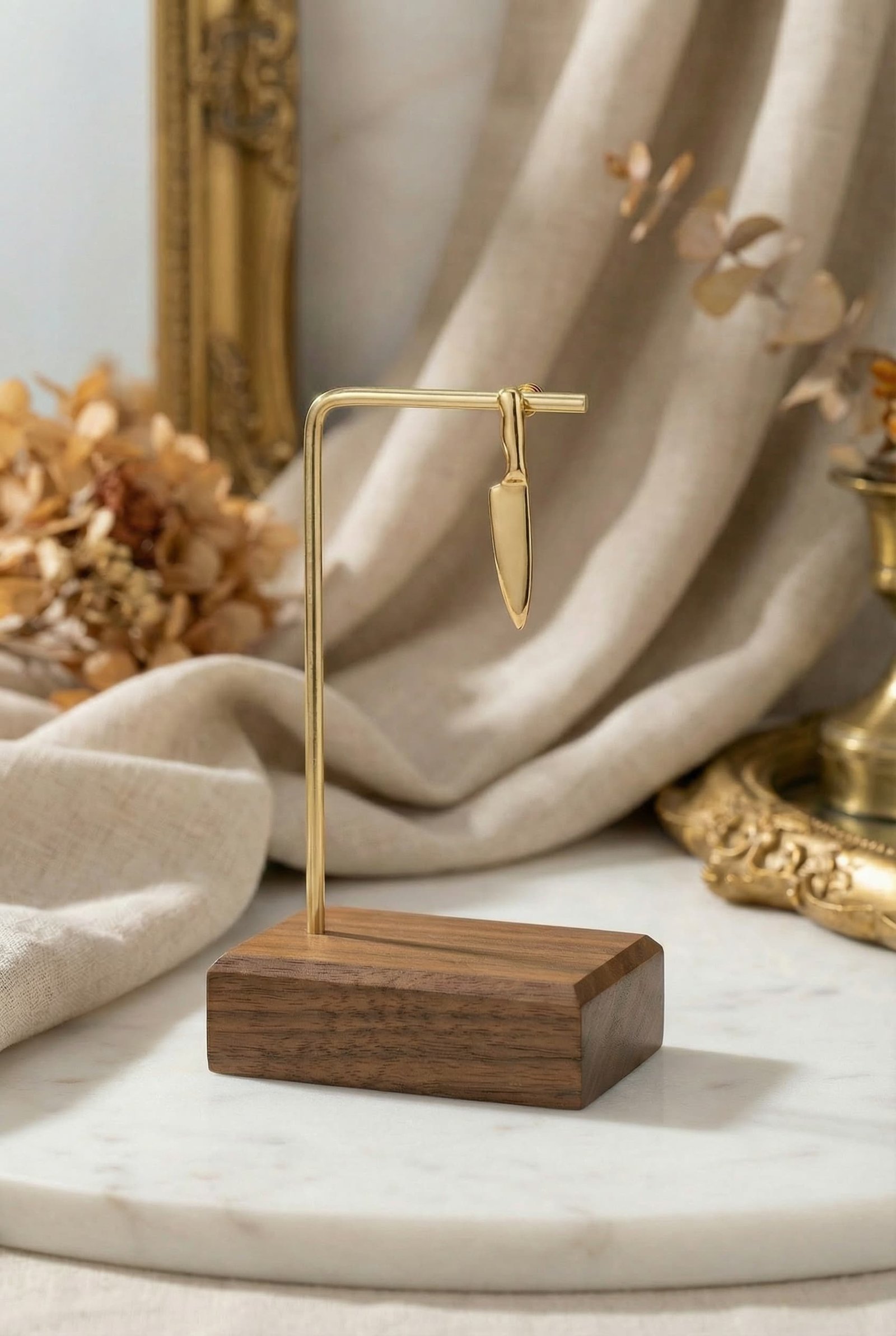 Altın Kaplama Şef Bıçağı Gümüş Küpe